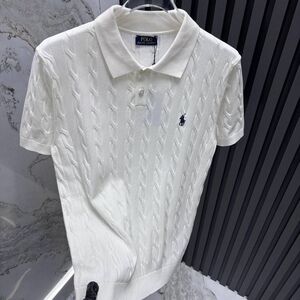 Polo White Cable Knit Polo Shirt